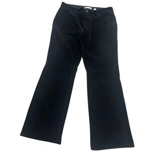 Coldwater Creek Wide Leg Corduroy Pants Womens Size 10P Stretch Black V#D1054